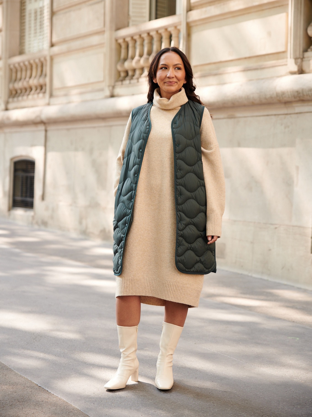 Long Puffer Vest Outfit - Straight A Style