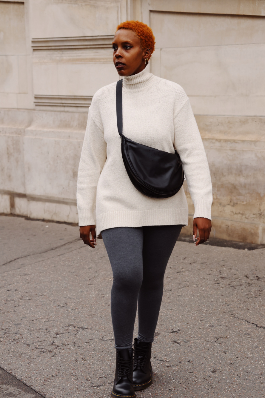 white sweater leggings