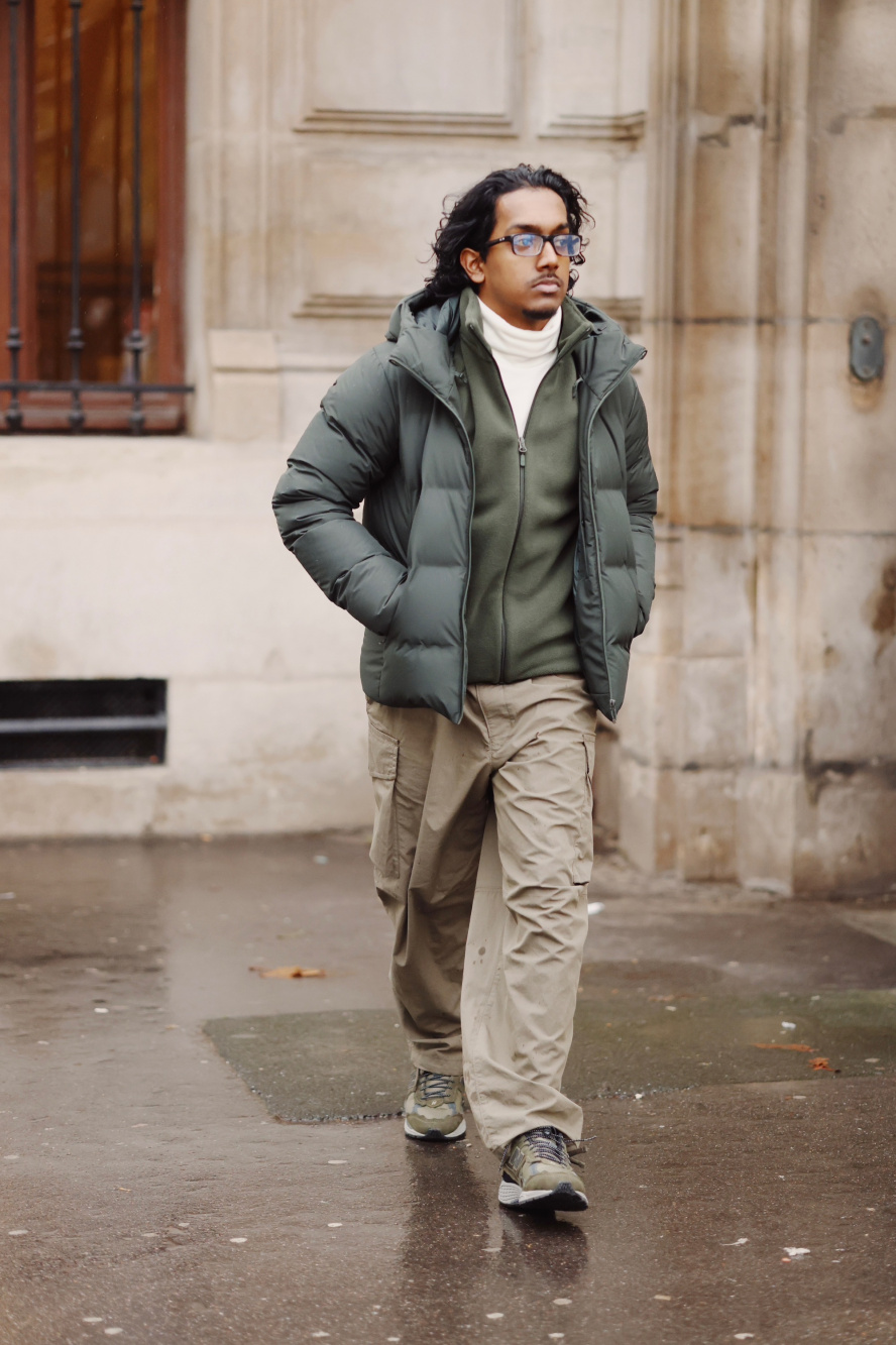 Check styling ideas for「Seamless Down Parka (3D Cut)、Dry Sweat