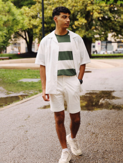 Open Collar Short-Sleeve Shirt