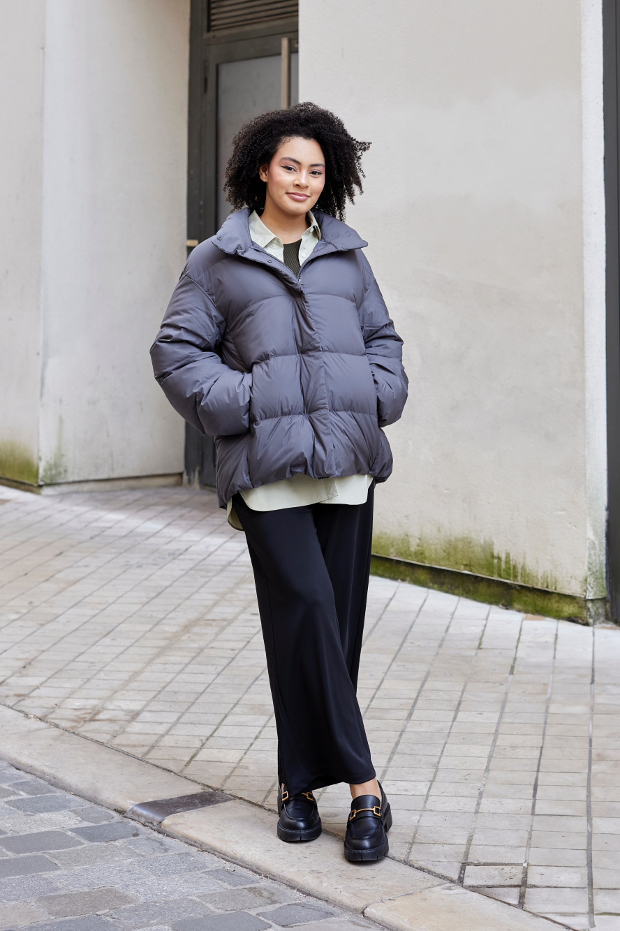 Voir les idees looks de Doudoune Douce Pull Cotele en Maille 3D de Merinos Melange UNIQLO FR