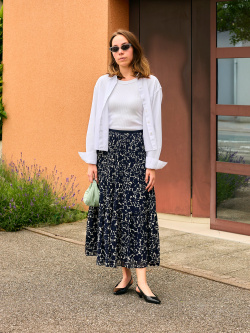 Chiffon Tiered Skirt | Printed