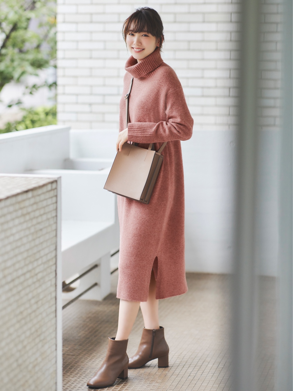 コットンaラインシャツワンピース 長袖 標準丈 111 121cm ヒートテックコットンタートルネックt 極暖 長袖 を使った着こなし ユニクロ