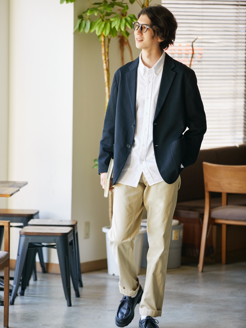 ジャージージャケット 袖丈着丈標準 オックスフォードシャツ 長袖 を使った着こなし ユニクロ