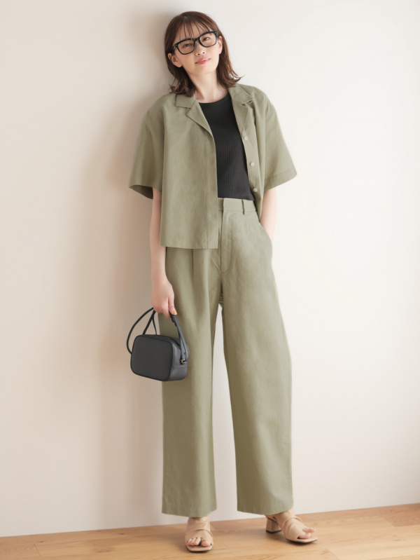リネンブレンドタックワイドパンツ 丈標準67 69cm Women ユニクロ