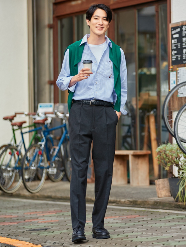 ユニクロ公式 タックテーパードパンツ ワイドフィット 丈標準71 77cm