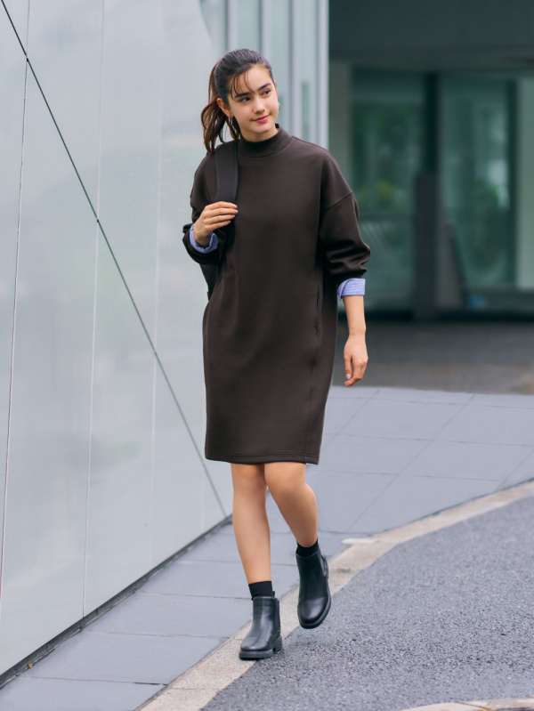 ユニクロ公式 ドライスウェットコクーンワンピース 長袖