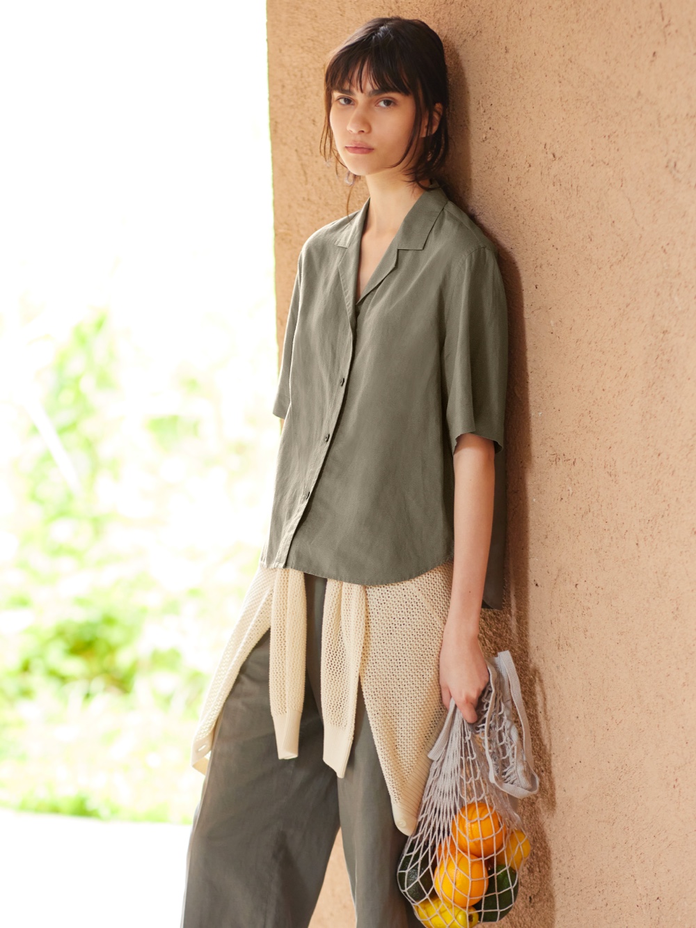 Check styling ideas for「Linen Blend Open Collar Short-Sleeve Shirt」