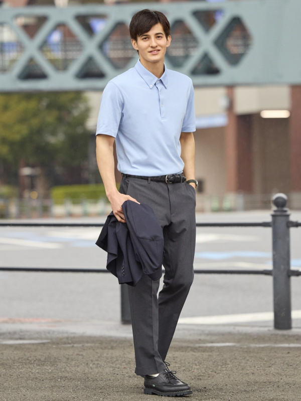 UNIQLO 感動パンツ ウールライク 2WAYストレッチ 79×76 NAVY - スラックス