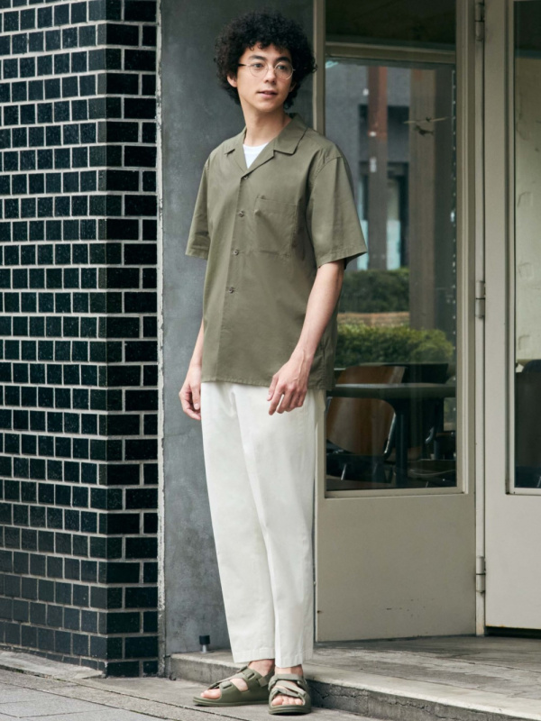 uniqlo open collar shirt