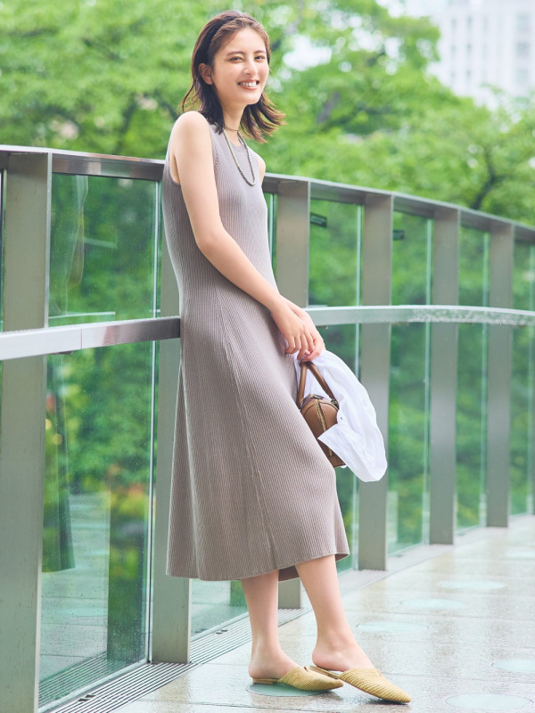 WOMEN'S COTTON BLEND KNIT SLEEVELESS DRESS