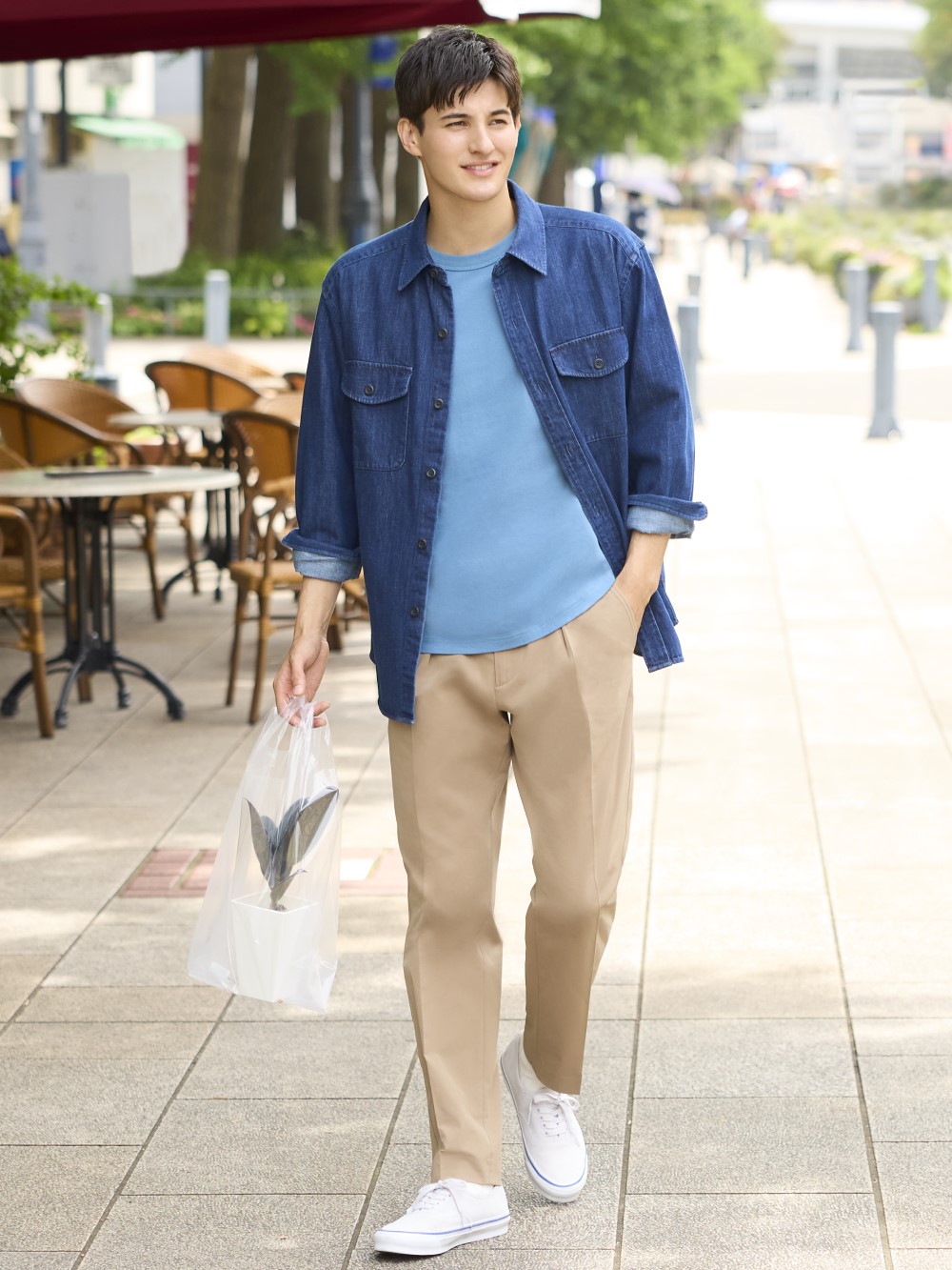 Shop looks for Uniqlo U 100 Cotton Crew Neck T Shirt Denim