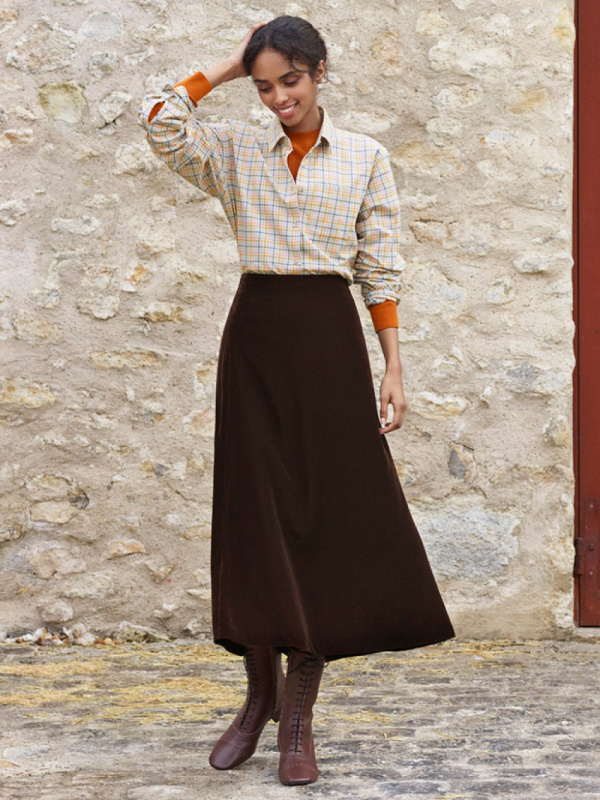 WOMEN'S INES DE LA FRESSANGE VELVET LONG SKIRT | UNIQLO CA