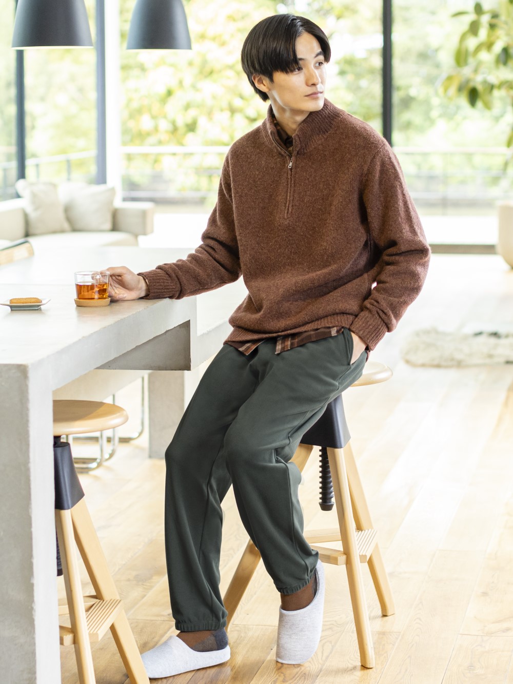 Shop looks for Souffle Yarn Half Zip Long Sleeve Sweater Flannel