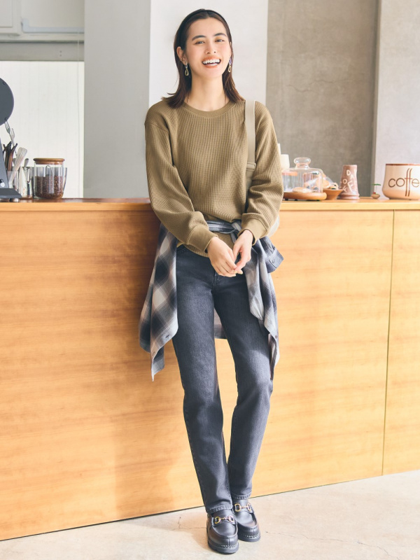 Uniqlo waffle clearance crew neck sweater