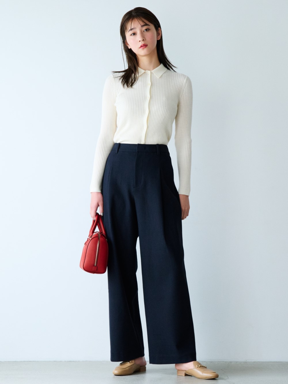 Brushed Jersey Pleated Wide Pants