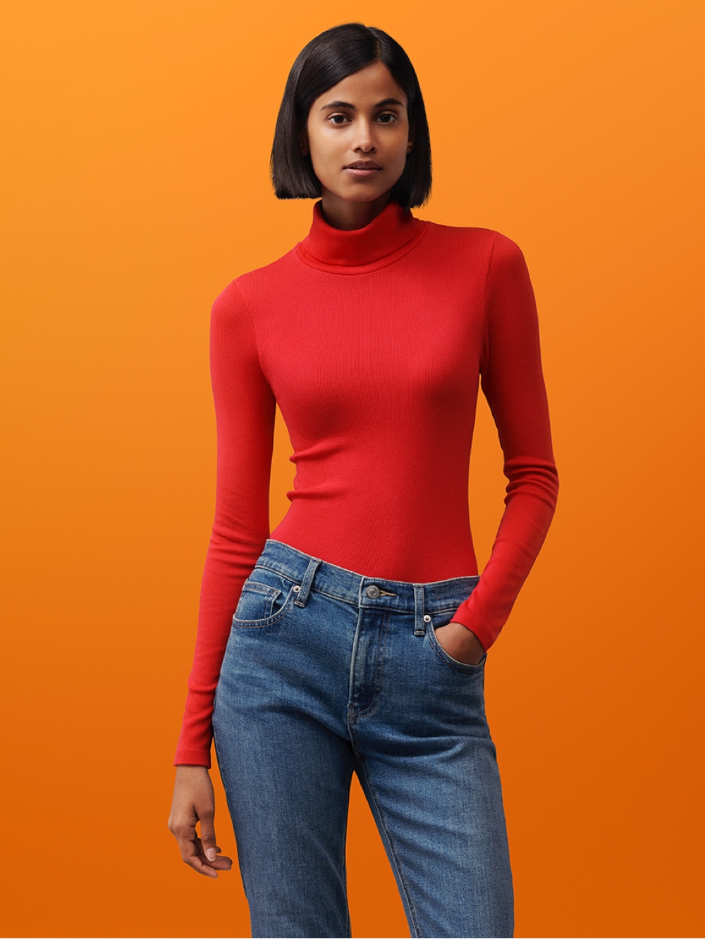 Uniqlo ribbed 2025 mock neck