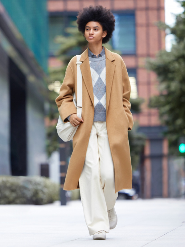 Uniqlo double clearance face collarless coat