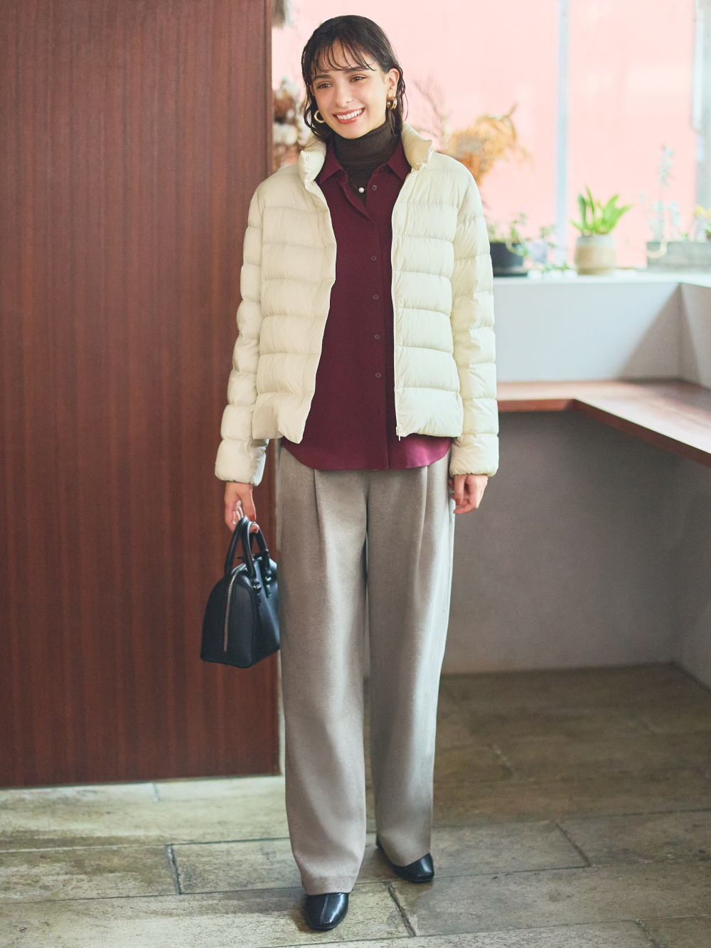 Shop looks for「Rayon Long Sleeve Blouse、Smart Ankle Pants (2-Way