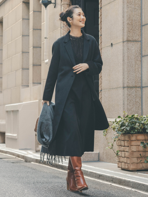 Uniqlo long hotsell black coat