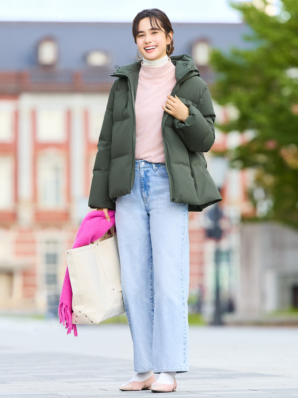 Feather Blazer + High Waist Jeans