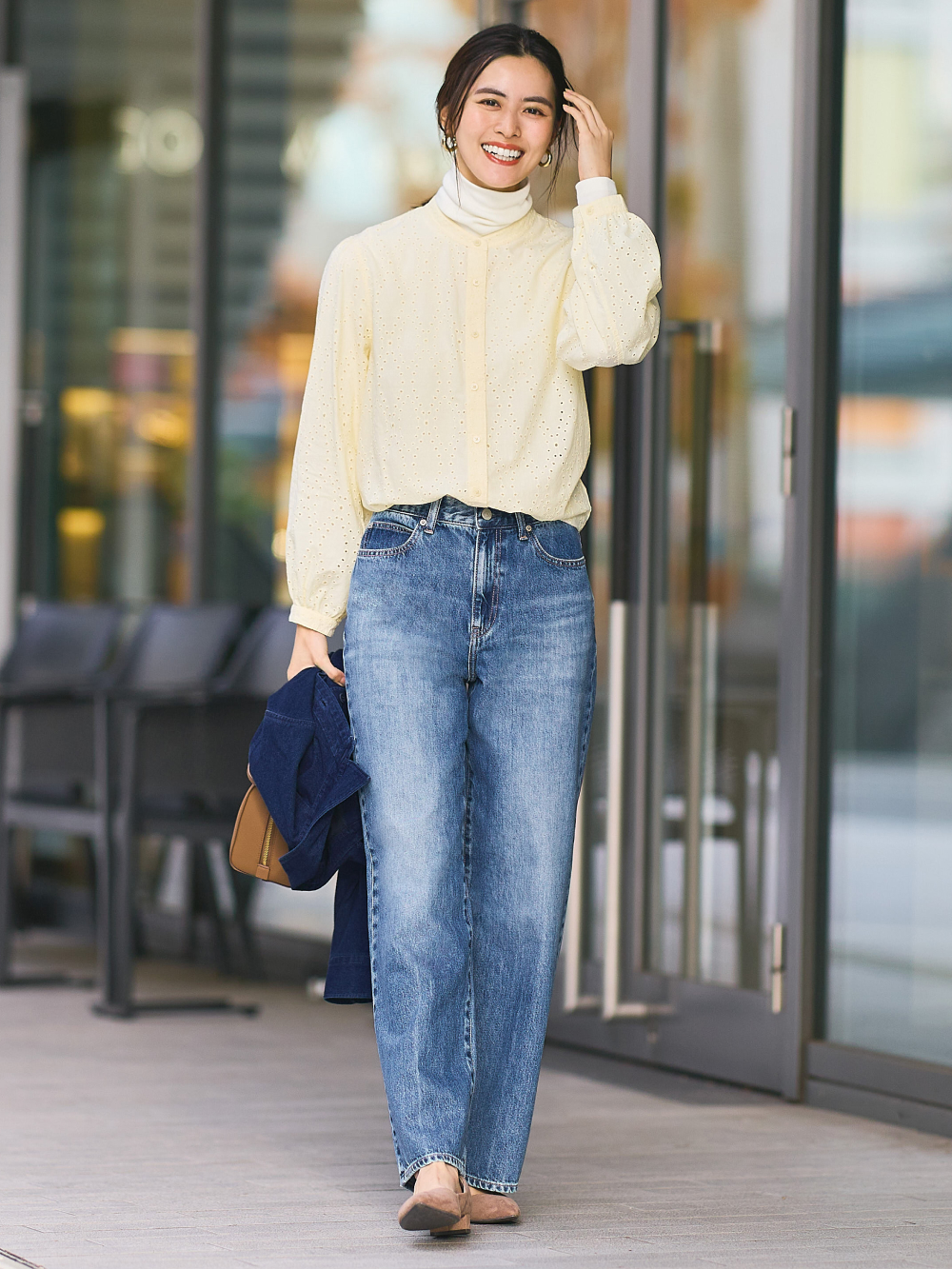 Shop looks for「Jersey Relaxed Jacket、Wide Straight Jeans (High