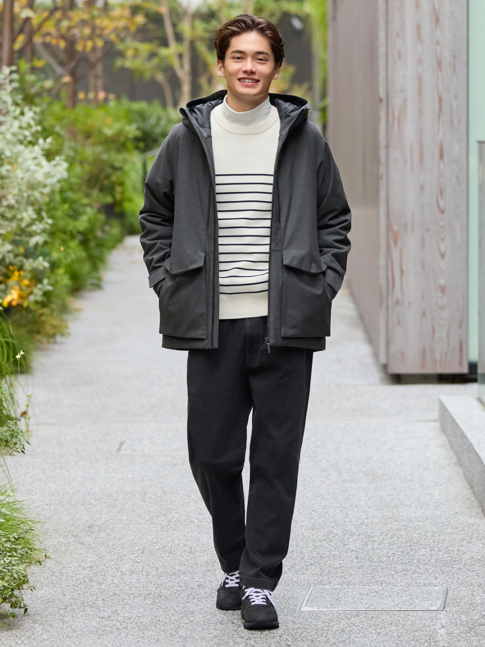 Shop looks for「Washable Milano Ribbed Crew Neck Long Sleeve Sweater、Cotton  Relaxed Ankle Pants」