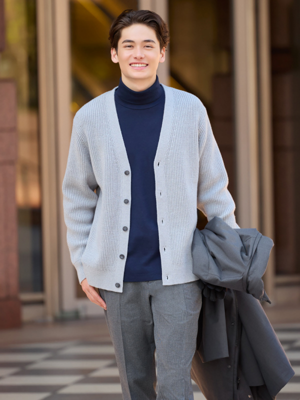 MIDDLE GAUGE LONG SLEEVE V NECK CARDIGAN | UNIQLO CA