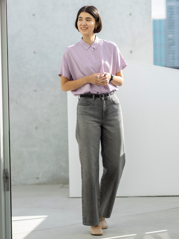 ANN2103: uniqlo women L size pastel pink straight cut casual pants