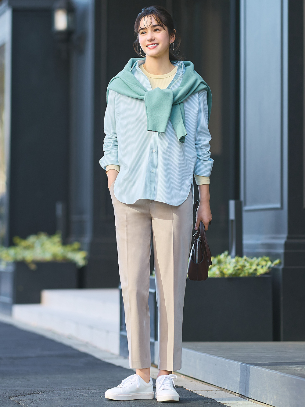 Shop looks for「Rayon Long Sleeve Blouse、Smart Ankle Pants (2-Way