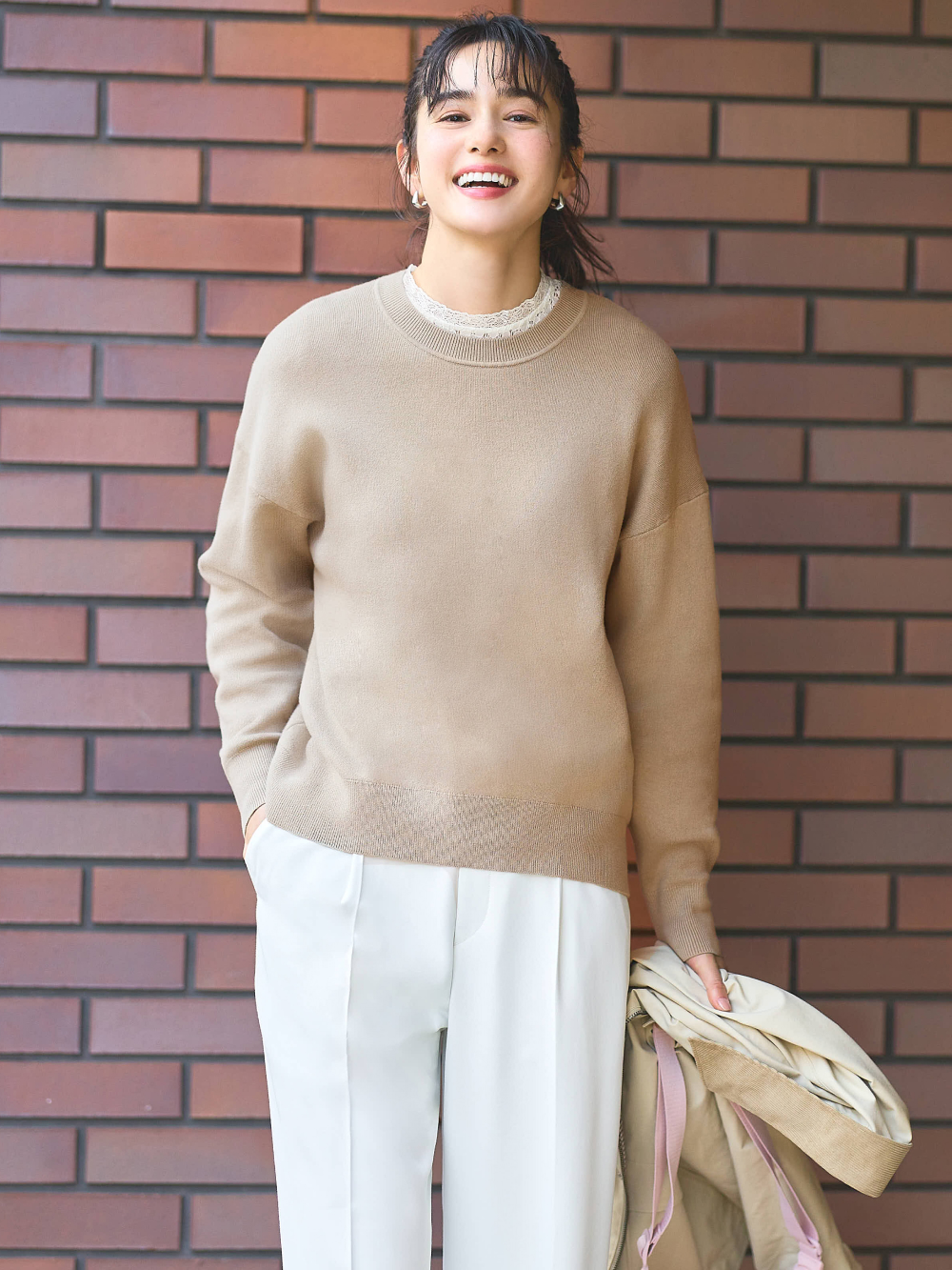 bow tie with crew neck sweater