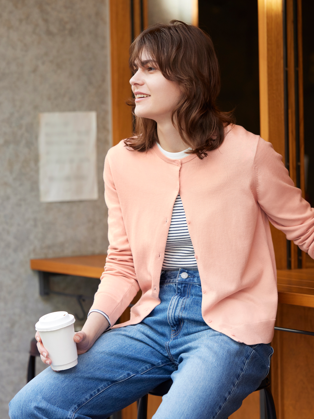 Feather Blazer + High Waist Jeans