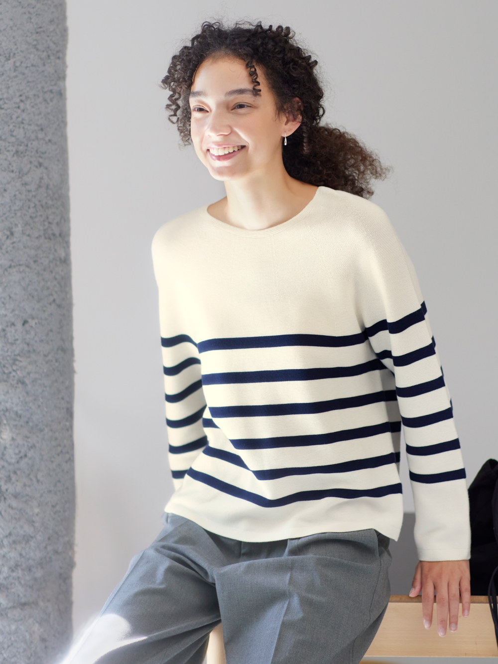 3D Knit Cotton Striped Sweater