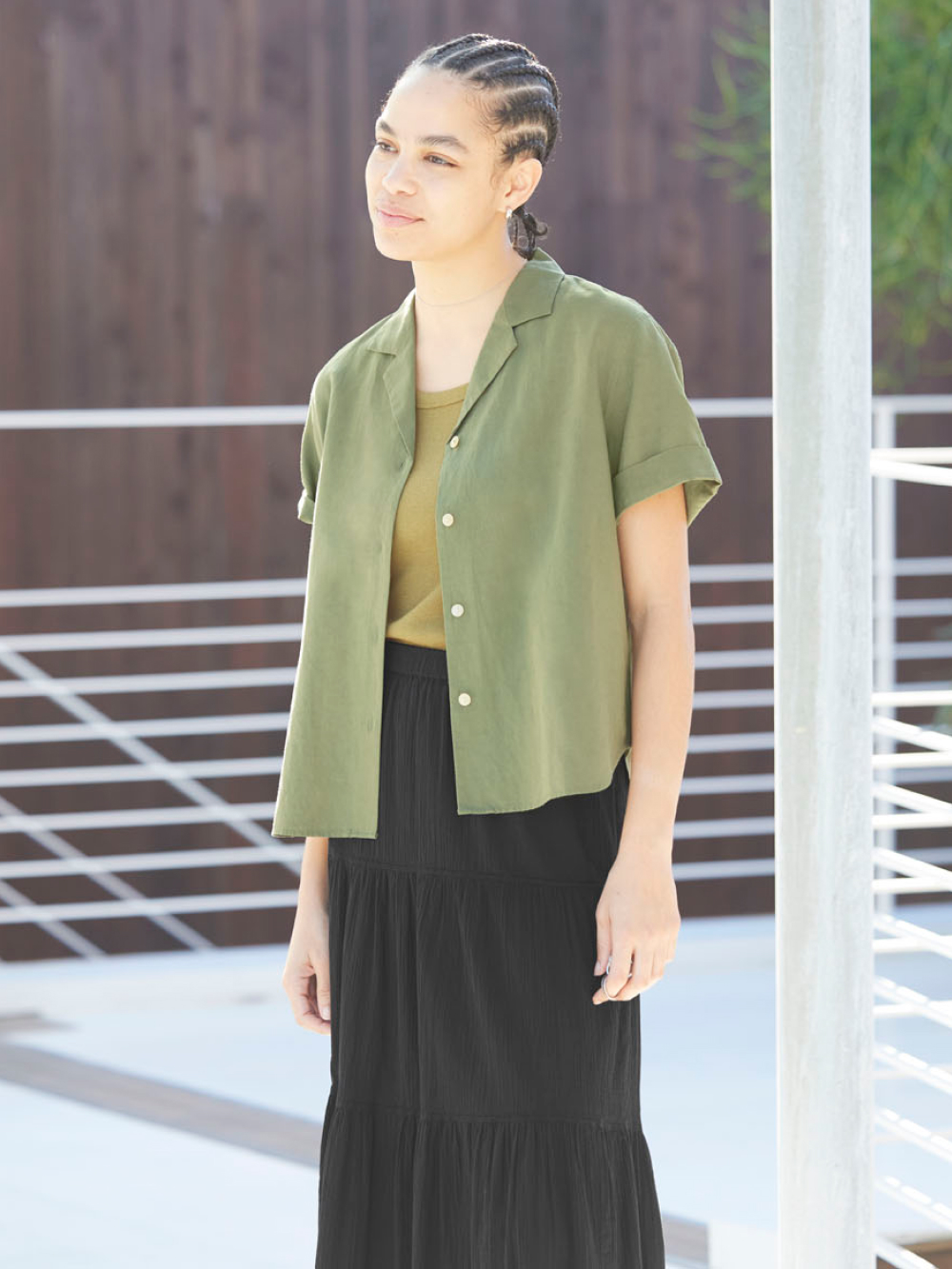 Shop looks for「Premium Linen Long Sleeve Shirt、Soft Ribbed Tank Top」