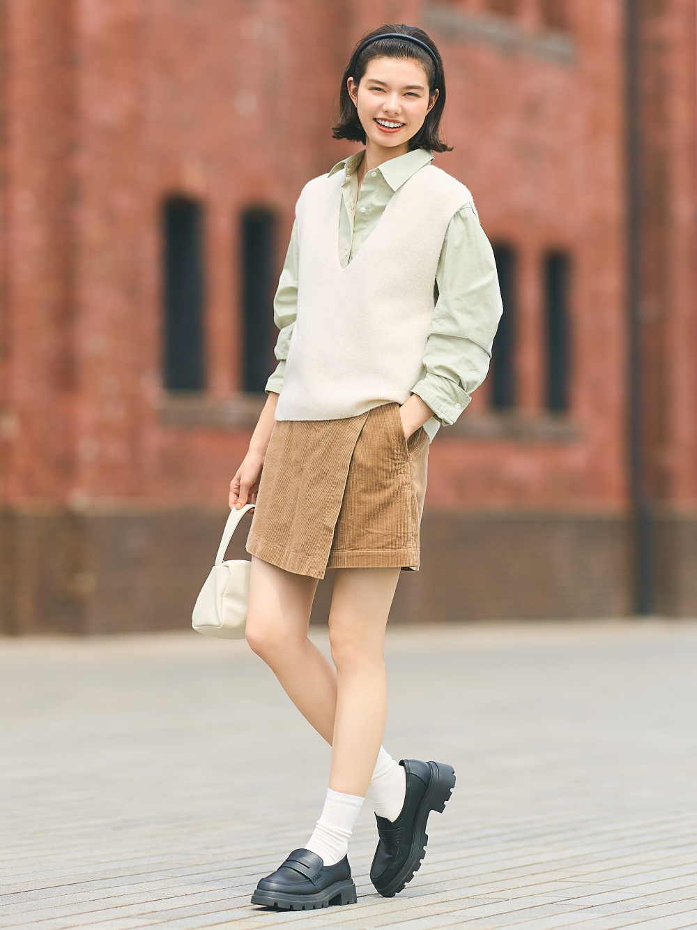 Shop looks for 3D Knit Souffle Yarn Vest V Neck Corduroy Skort UNIQLO US