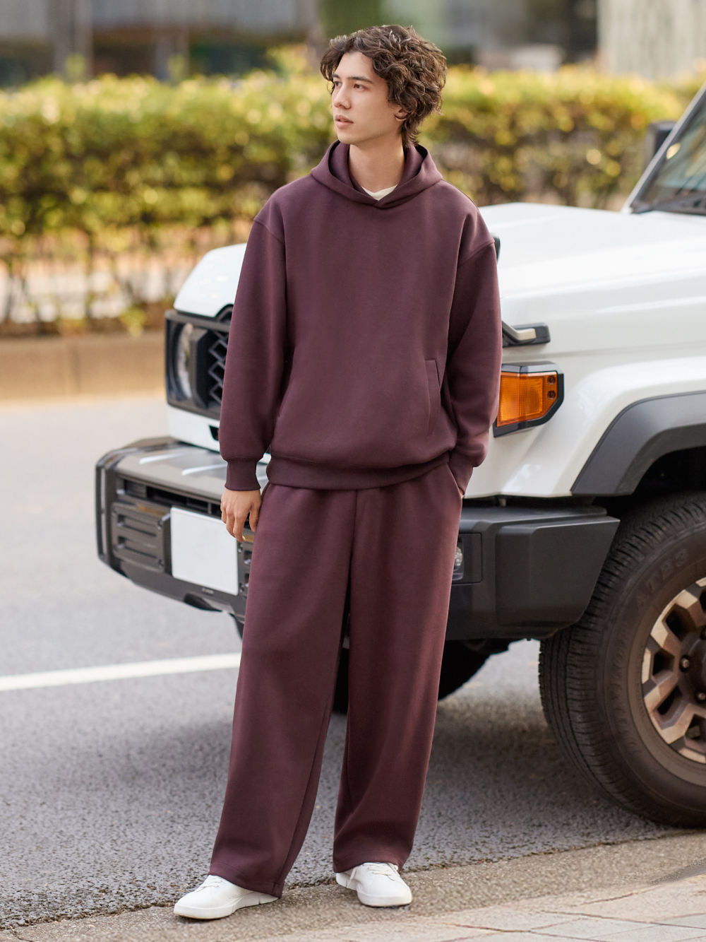 スウェットワイドパンツ、スウェットオーバーサイズプルパーカ