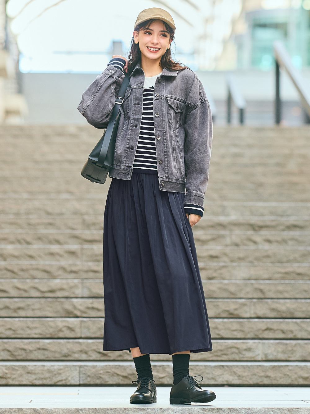 SHOP LOOKS FOR DENIM OVERSIZED JACKET VOLUME GATHER SKIRT UNIQLO MY
