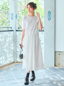 Seersucker Volume Skirt