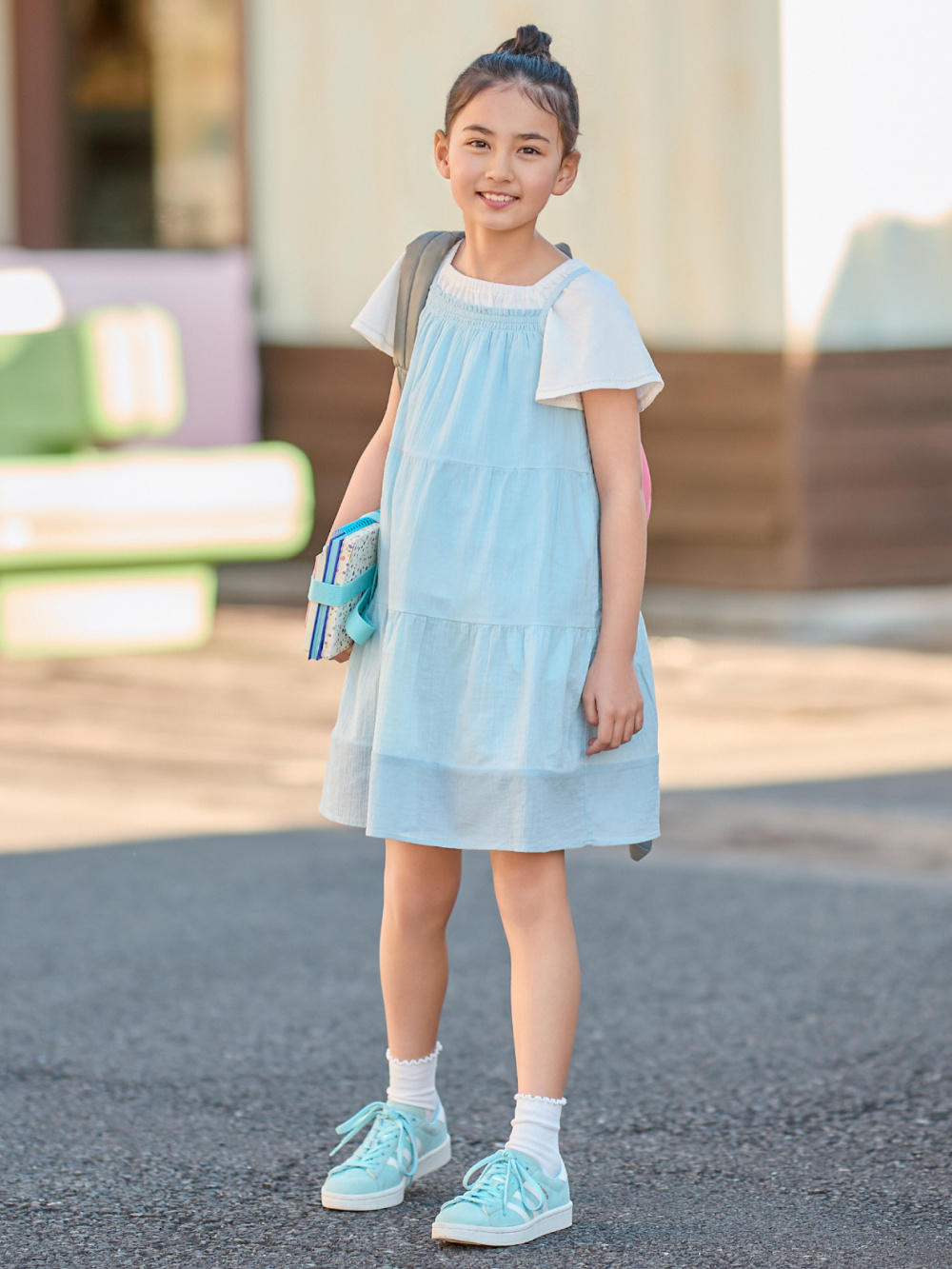 GIRLS CAMISOLE DRESS COLOUR BLOCK | UNIQLO SG