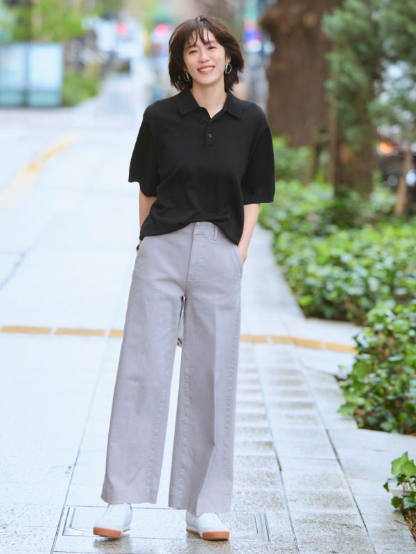 ワッフルVネックセーター、ウォッシャブルニットポロセーター