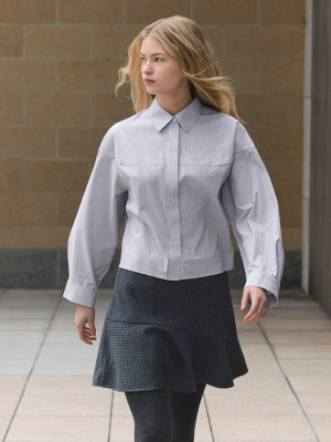 Cotton Cocoon Shirt | Striped | UNIQLO US