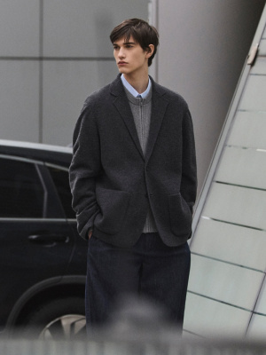 ユニクロUNIQLO C ニットジャケット　ダークグレー　Lサイズ ユニクロC ニットジャケット ダークグレー L UNIQLO C ユニクロ