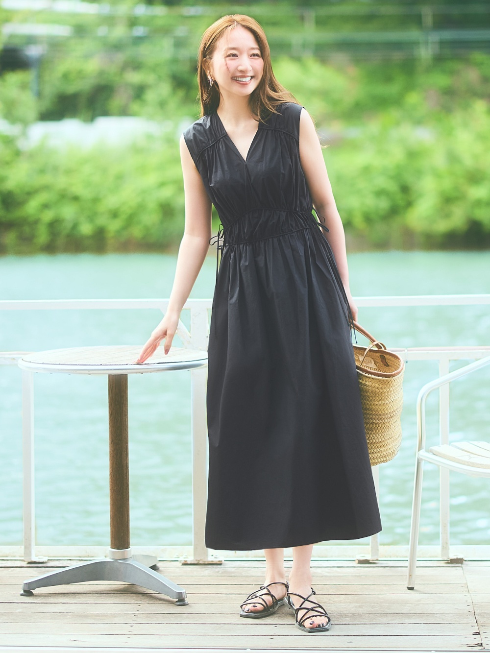 chinese dress ladies Canyon Linen Midi Dress Black / S