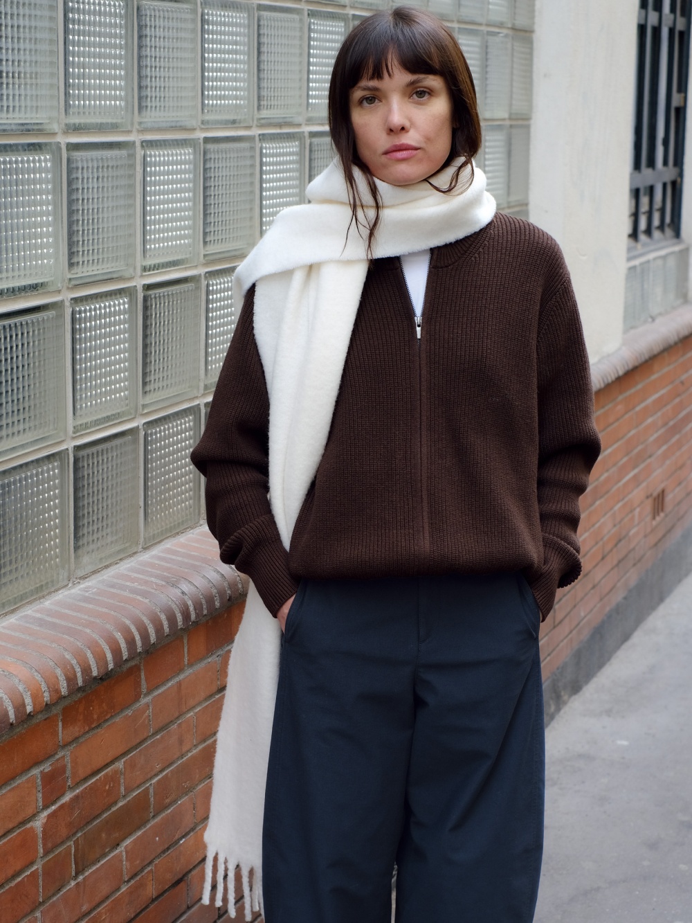 ユニクロC クルーネックフルジップカーディガンS クルーネックフルジップカーディガン、ブロードオーバーサイズシャツ