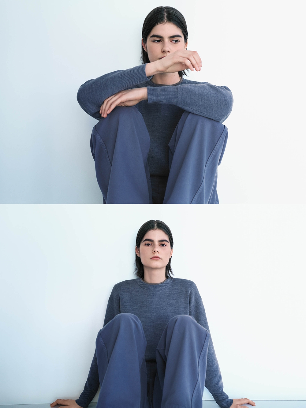 Double Face Knit Crew Neck Sweater