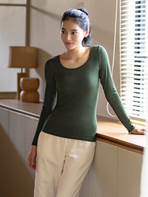 ユニクロ公式 | 極暖ヒートテックリブUネックブラTシャツ/長袖