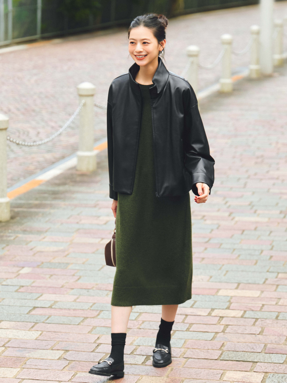 コーティングオーバーサイズブルゾン、ソフトリブT/長袖/ボーダー」を