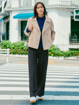 Women's Double Face Short Coat Relaxed Fit | UNIQLO IN