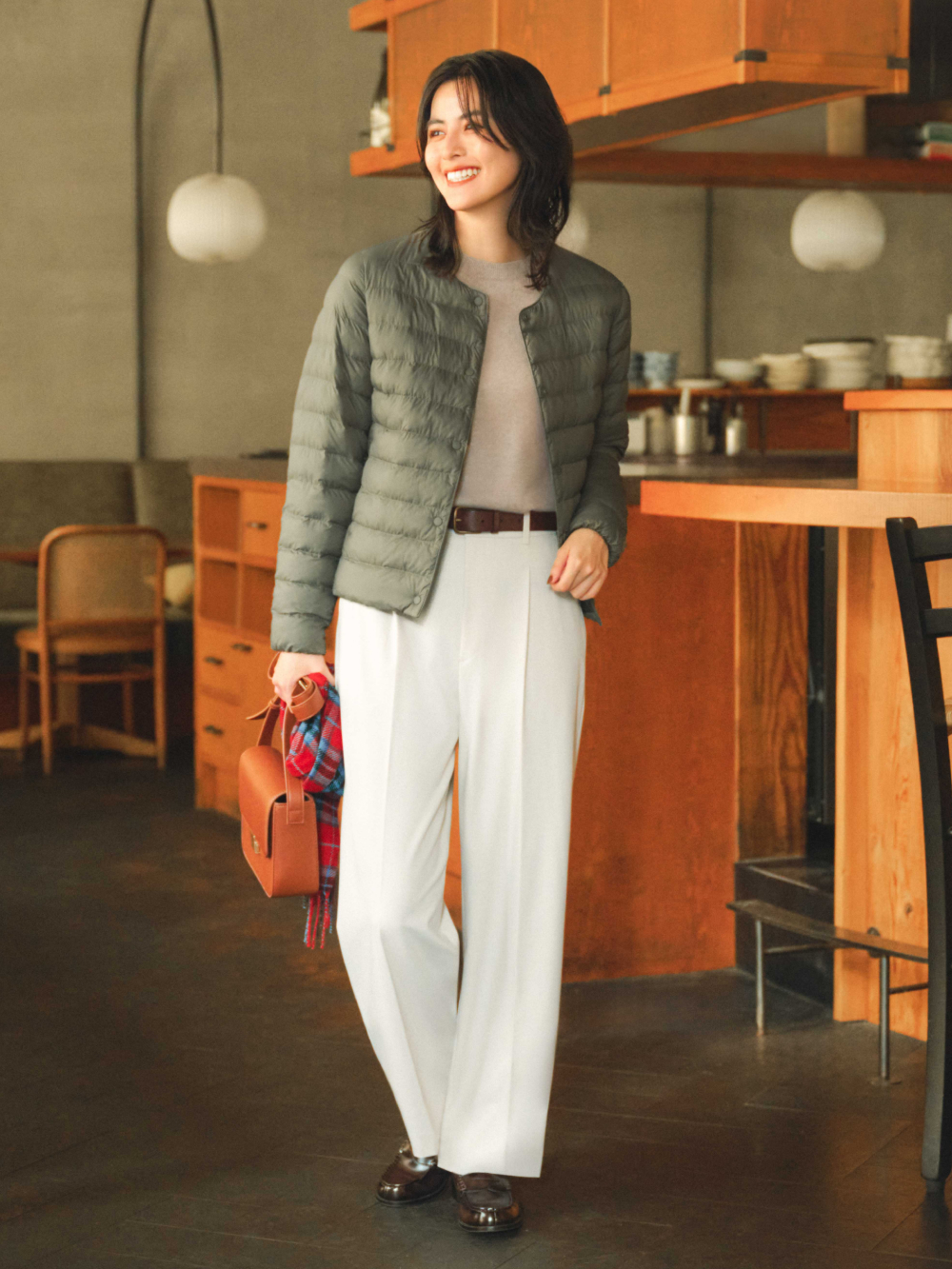 コーティングオーバーサイズブルゾン、ソフトリブT/長袖/ボーダー」を