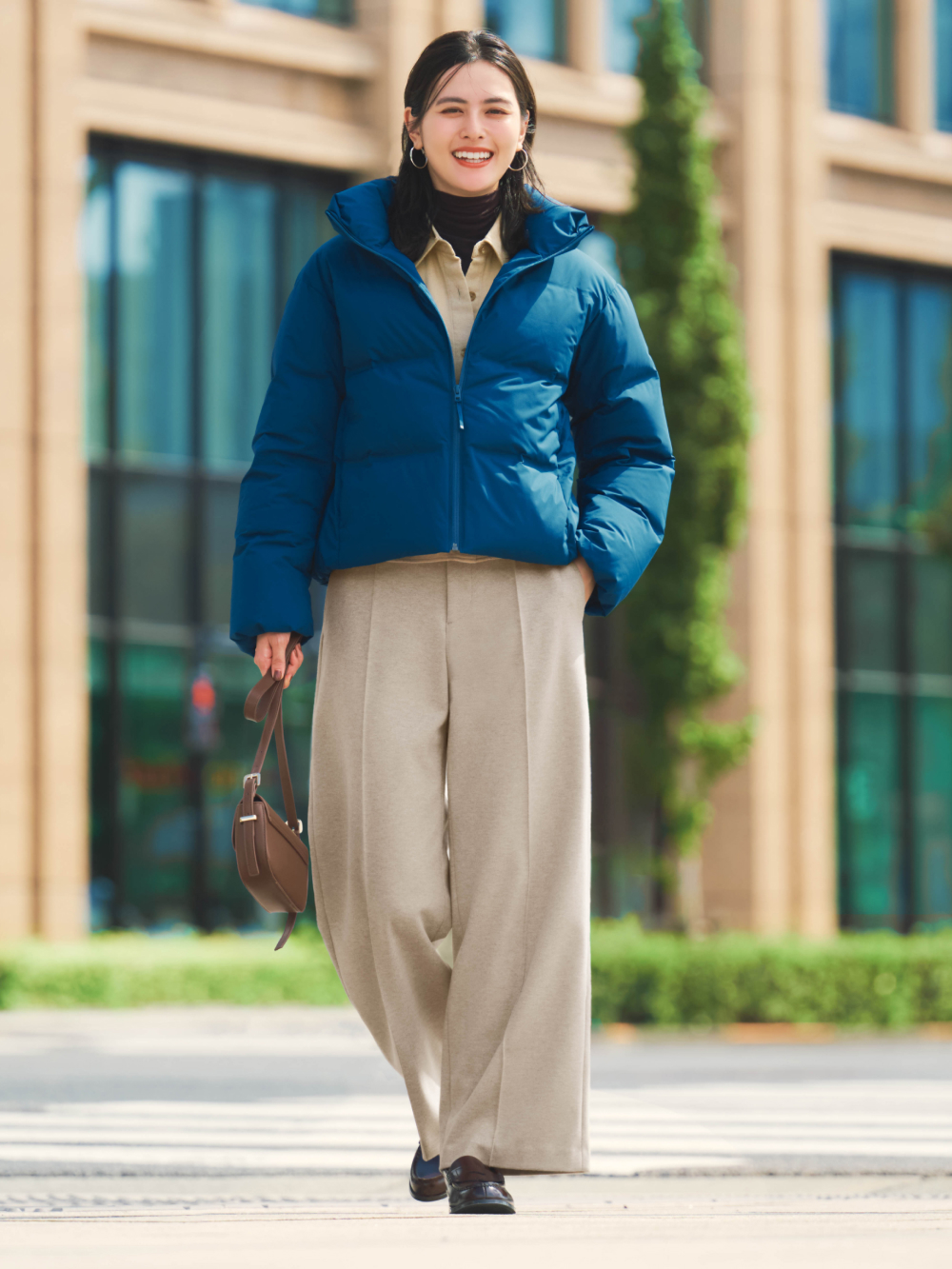 ブラッシュドジャージーワイドパンツ、シームレスダウンショート